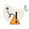 Mistake caution, business risk or problem warning, failure prevention or avoid danger concept.flat vector illustration