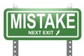 Mistake word with green sign board isolated