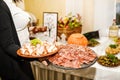 Misted decanter of vodka and traditional Ukrainian snack.