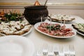 Misted decanter of vodka and traditional Ukrainian snack