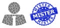 Textured Mister Round Seal Stamp and Fractal Mister Icon Mosaic