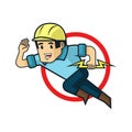 Mister electric logo. a man running holding lighting. vector illustration