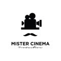 Mister movie Studio Video Cinema Film Production logo design vector icon illustration