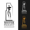 Mister pageant logo sign with abstract man modern line style vector art design