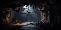 Mistery Cave With Lots Of Bats Royalty Free Stock Photo