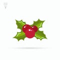 Holly berry Christmas icon. Mistletoe berries. Vector illustration isolated on white background Royalty Free Stock Photo