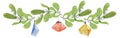 Mistletoe with glass toys watercolor border