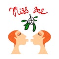 Mistletoe lesbian kiss