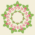 Mistletoe wreath illustration card Royalty Free Stock Photo