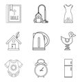 Mistress icons set, outline style