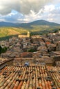 Mistretta, an ancient town in the Italian region of Sicily, view of the rooftops and surrounding countryside