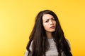 Mistrustful concerned disappointed emotional girl Royalty Free Stock Photo