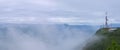 Mists and antennas on Mount Jaizkibel, Euskadi Royalty Free Stock Photo