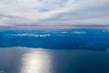 Misty aerial view onto the Southern Alps in New Zealand Royalty Free Stock Photo