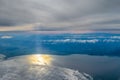 Misty aerial view onto the Southern Alps in New Zealand Royalty Free Stock Photo