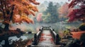 Misty Autumn Bridge: A Spectacular Japanese-inspired Imagery