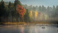 Misty Autumn morning in the Adirondacks Royalty Free Stock Photo