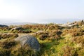 An autumn morning on Surprise view, looking over a misty Derbyshire landscape