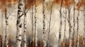 Misty Birch Trees Painting With Detailed Brushwork By Danny Roberts Royalty Free Stock Photo