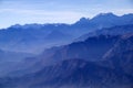 Misty blue Andean mountain landscape background Royalty Free Stock Photo