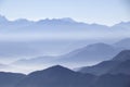 Misty blue Andean mountain landscape background Royalty Free Stock Photo