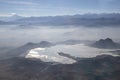 Misty blue Andean mountain landscape background Royalty Free Stock Photo