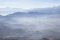 Misty blue Andean mountain landscape background Royalty Free Stock Photo