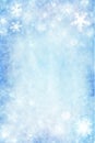 Misty Blue Background Silhouettes Snowflakes Vertical Mobile Postcard. Generative AI