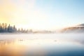 misty breath over frozen lake at dawn Royalty Free Stock Photo