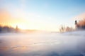 misty breath over frozen lake at dawn Royalty Free Stock Photo
