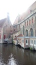 Misty canals of Bruges, Belgium