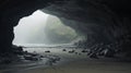 Misty Cave With Beach: A Captivating Photo By Akos Major