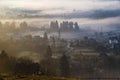 Misty countryside in the morning Royalty Free Stock Photo