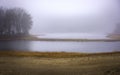 Tranquil Fogscape over the Ponds, Dirt Road, and Trees on Cape Cod Royalty Free Stock Photo