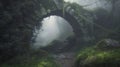 misty dark mood Archway in an enchanted fairy forest landscape Royalty Free Stock Photo