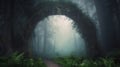 misty dark mood Archway in an enchanted fairy forest landscape Royalty Free Stock Photo