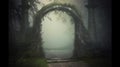 misty dark mood Archway in an enchanted fairy forest landscape Royalty Free Stock Photo