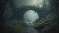 misty dark mood Archway in an enchanted fairy forest landscape Royalty Free Stock Photo