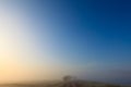 Misty dawn early morning nature grassland landscape