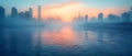 Misty Dawn Over Metropolis: Nature Meets Urbanity. Concept Dawn Photography, Urban Landscape,