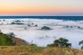 Misty dawn over Valley and the forest Royalty Free Stock Photo