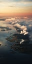 Misty Delta: Aerial View Of Clouds Floating On Water