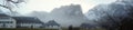 Misty dreamy view of alpine houses Royalty Free Stock Photo