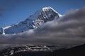 Misty Eiger Mountain, Bernese Swiss alps, view from Schynige Platte, Switzerland Royalty Free Stock Photo