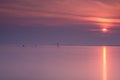 A Misty Etherial Horse Island Ardrossan at Sunset on the West Coast of Scotland Royalty Free Stock Photo