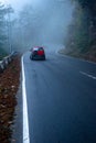 misty fog over empty road in mountains