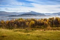 Misty fog over the lake, Tromso, Norway Royalty Free Stock Photo