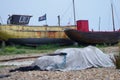 Fishing boats on beach at The Stade, Hastings, England Royalty Free Stock Photo