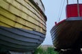 Fishing boats on beach at The Stade, Hastings, England Royalty Free Stock Photo