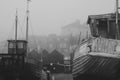 Fishing boats on beach at The Stade, Hastings, England Royalty Free Stock Photo